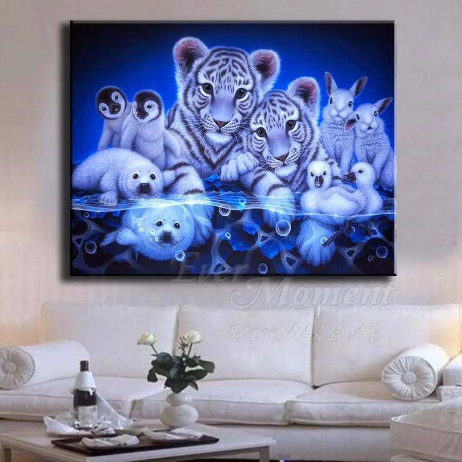Когда-нибудь момент алмазов картина тигр Пингвин кролик хобби 5D DIY ручной работы