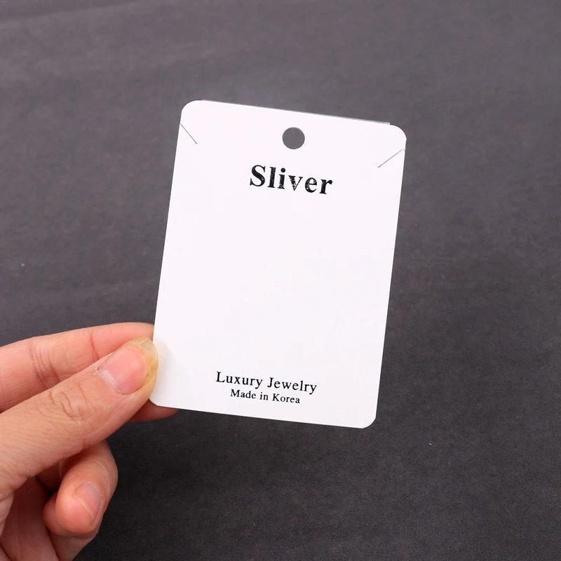 

Wholesale 100Pcs/lot 6x8cm PVC Hook Necklace Card Jewelry White Paper Display Hanger Packaging Card Holder Tags