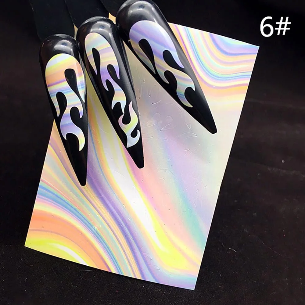 2019 New Colorful Nail Stickers Sheet Blaze Shape Hollow Art Transfer Decals Self-Adhesive Sticker | Красота и здоровье