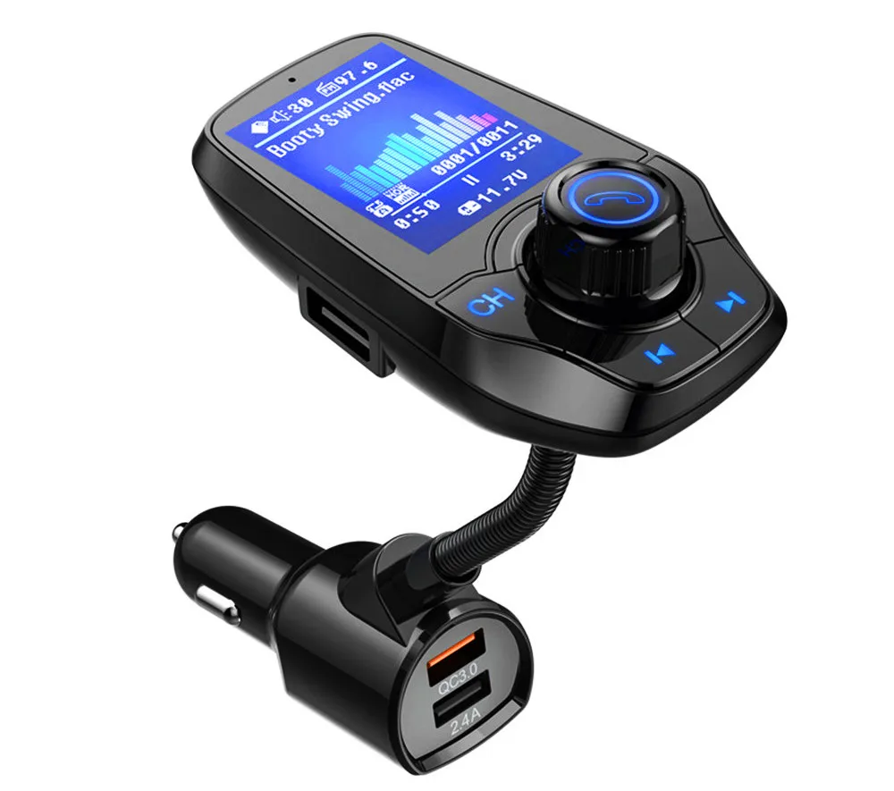 Автомобильный Bluetooth fm-передатчик без рук MP3-плеер цветной большой экран пусковой приемник QC3.0 Bluetooth радио передатчик T26D