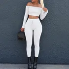 Женская спортивная одежда, модный раздельный комплект из 2 предметов, Повседневная облегающая одежда на одно плечо, спортивная одежда, модная женская одежда 2021 # G3