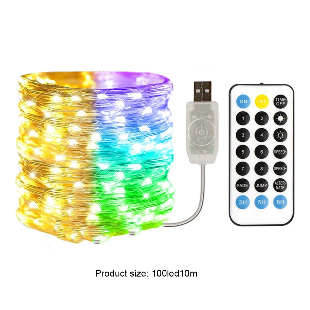 

Christmas 10m 100 Led Fairy String Lights with Battery Remote Timer Control Operated Waterproof Copper Wire Twinkle Light