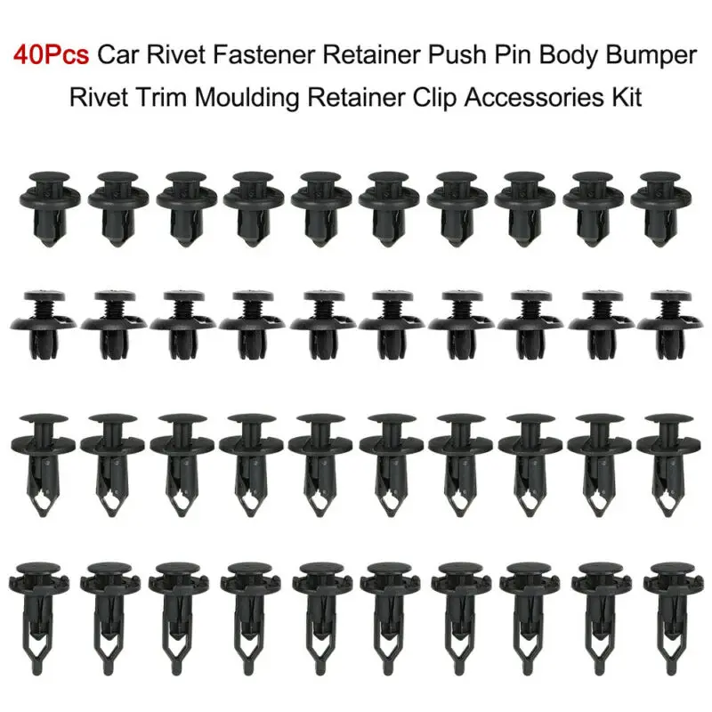 

High Quality 40pcs Car Body Plastic Push Pin Rivet Fastener Trim Mouldings Clip Of Assortment Faster Clips