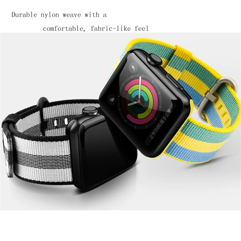 Нейлоновый ремешок для apple watch band 42 мм 38 мм iWatch 4 Band 44 мм 40 мм браслет ремень Спортивная петля ремешок для apple watch 4 3 2 1
