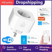 tuya wifi smart plug 16a eu adapter with power monitor timing function smart socket 110 240v works with alexagoogle assistance