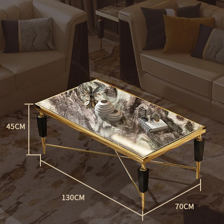 Элегантный металлический журнальный столик в европейском стиле с мраморной