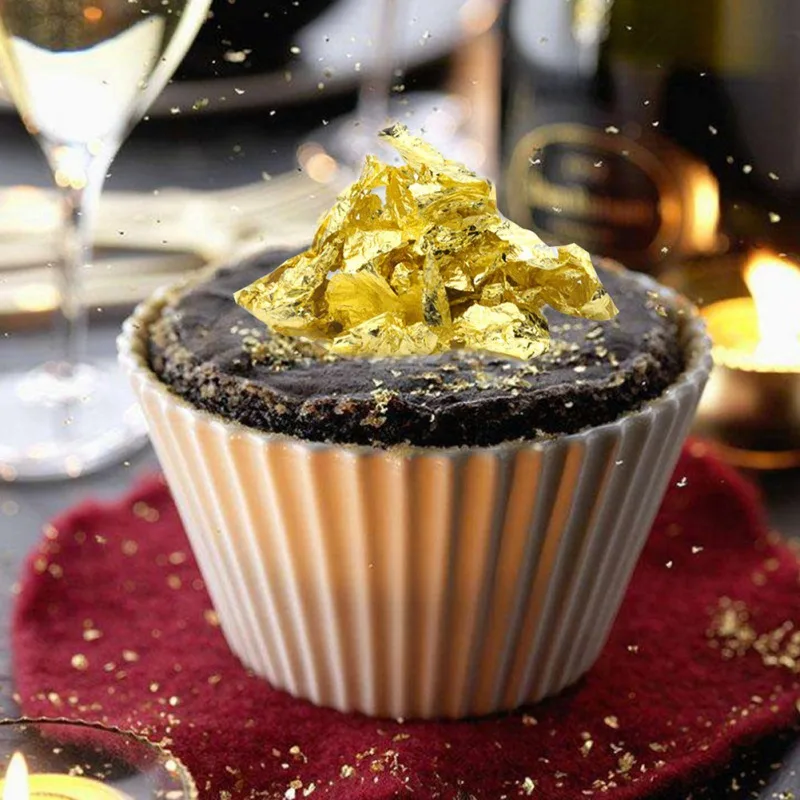 

10 Pcs 8 X 8 Cm Aomily Edible Grade Genuine Gold Leaf Flake Cooking Drink Food Dessert Cake Ice Cream Safety Decoration .