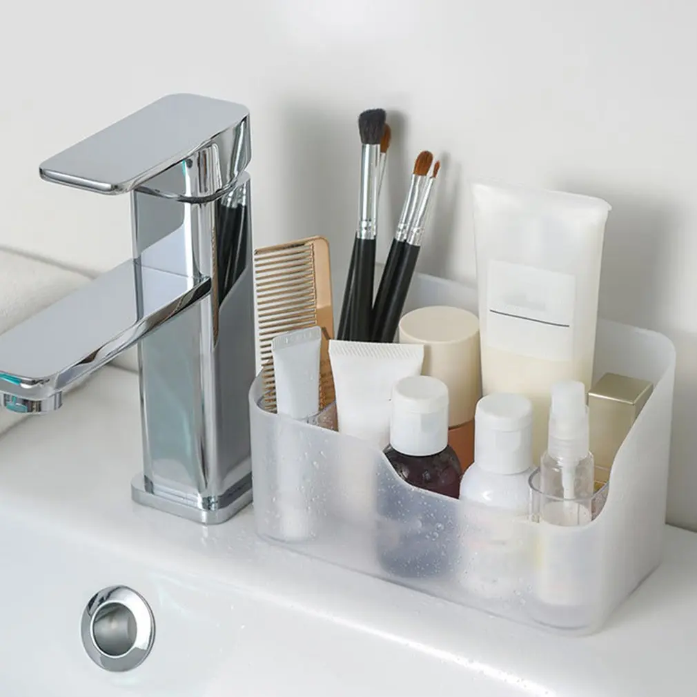 

Plastic Makeup Storage Box Bathroom Cosmetic Organizer Desktop Make Up Jewelry Storage Case Sundries Table Cabinet Container