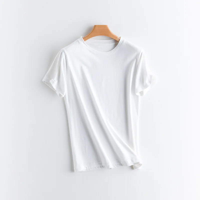 

Cotton T-shirt Female Round Neck Summer Black Korean Version Solid Color Half Sleeve White Bottoming Loose Short Sleeve Top