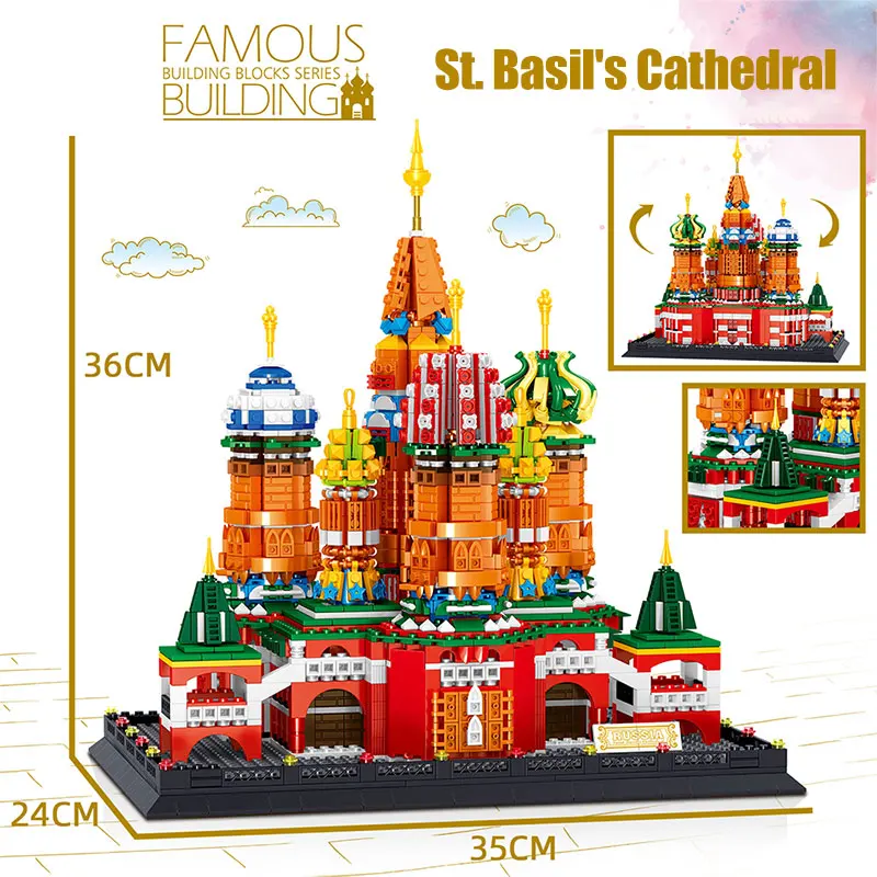 

City Architecture Creator Bricks Street View St.Vassily Cathedral Notre-Dame De Paris Church Building Block Toys for Children