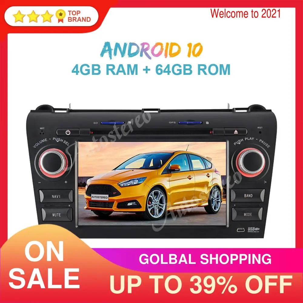 Android 10 0 4G + 64G DSP автомобильный Радио плеер GPS навигация для Mazda3/Mazda 3 2003 2009 авто