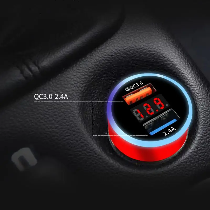12 V/24 V двойной Порты QC 3 0 USB авто зарядное устройство для Зарядное прикуриватель