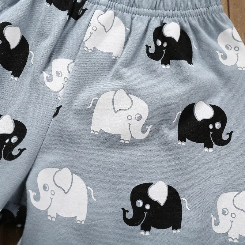 Plusign и принтом слон Одежда для мальчиков летняя хлопковая Футболка короткий