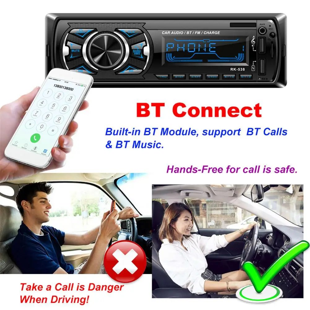 

12V Car MP3 WMA Bluetooth Player With FM Radio Double USB Charger SWC Remote AUX TF SD Card Automotive Electronic Accessories