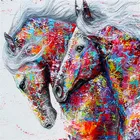 Алмазная 5D картина с животными, Набор для вышивки с лошадью, мозаика, украшение для дома