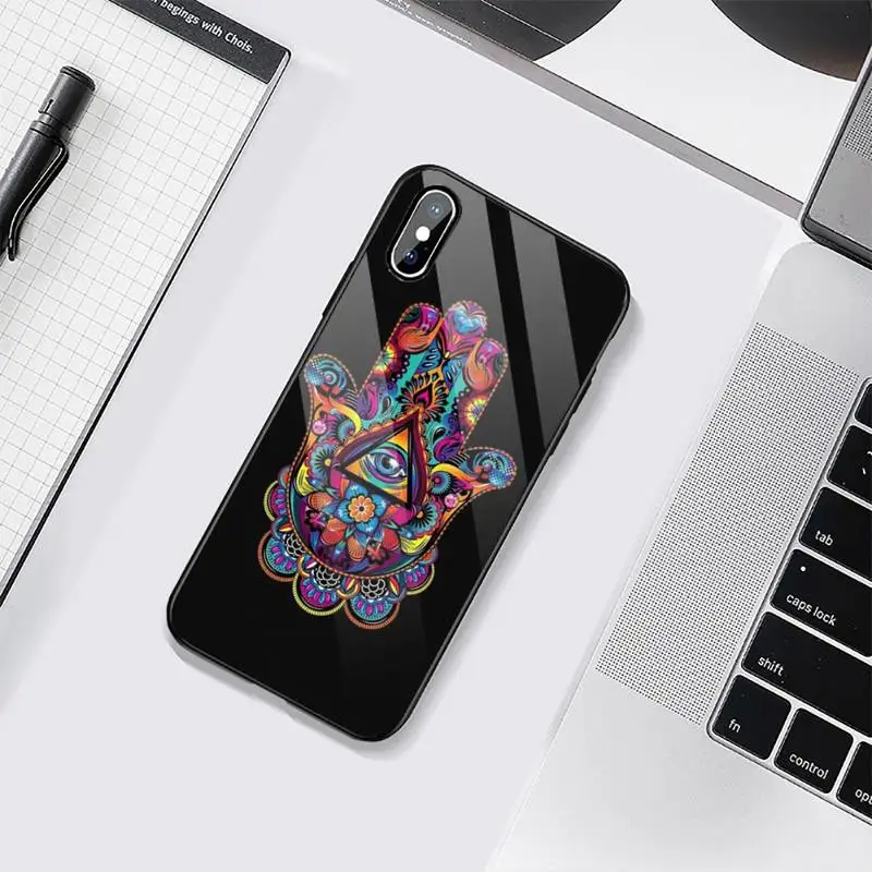 

Fashion evil eye Shell Phone Case Tempered glass For iphone 6 6S 7 8 plus X XS XR 11 12 mini PRO MAX