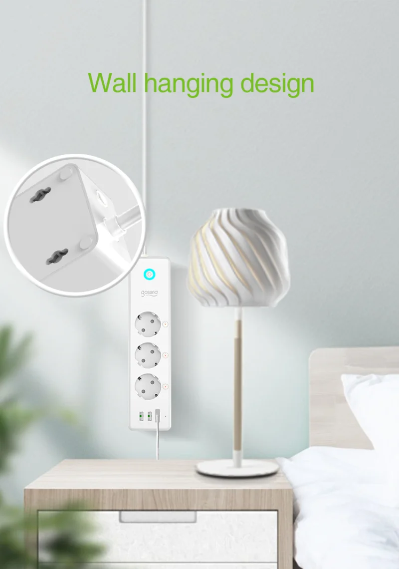 

Gosund Wifi Smart Power Strip Outlets Plug With 3 USB Charging Port Timing App Voice Control Work With Alexa Google Home Assista