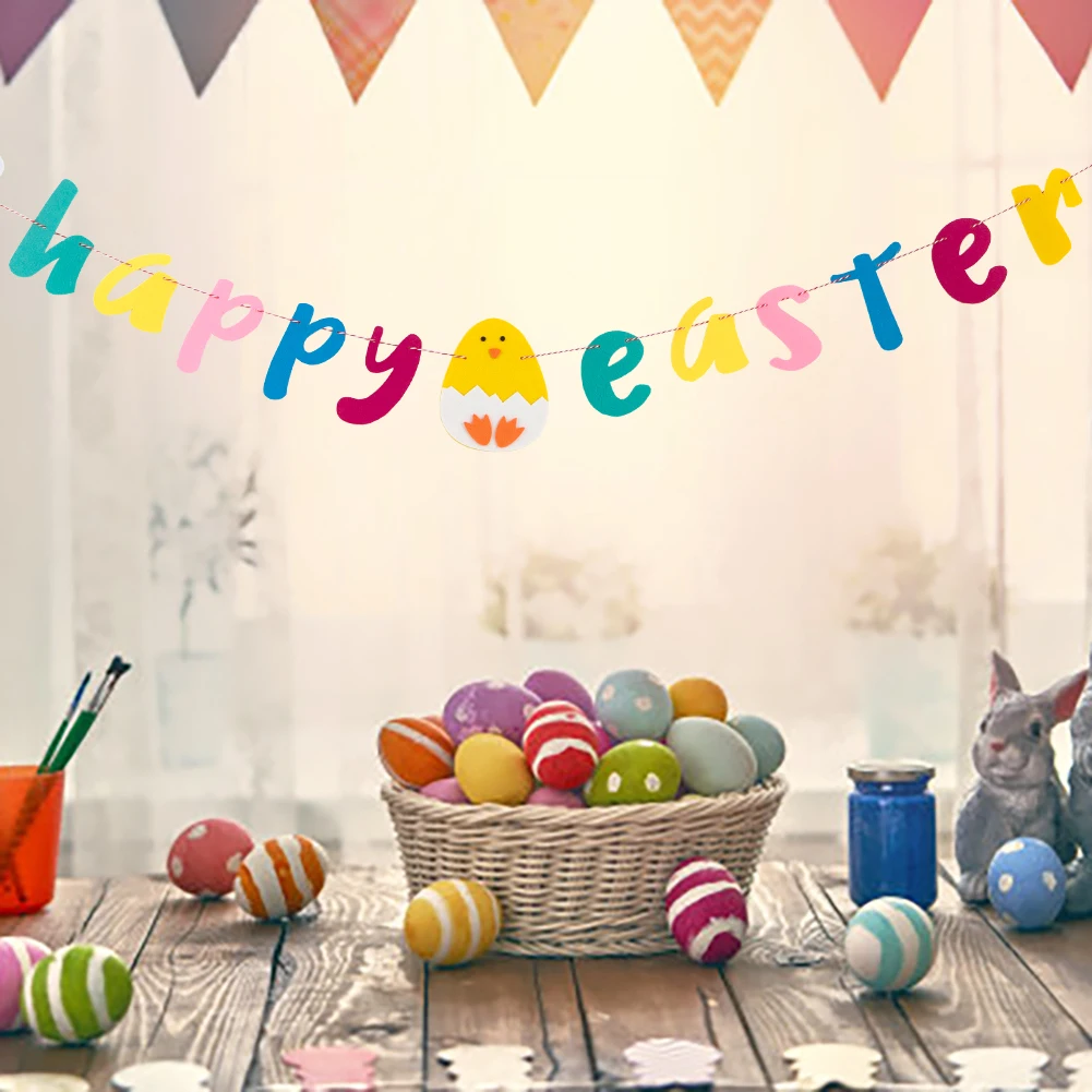 1 шт счастливые пасхальные яйца гирлянда украшения баннер из фигурок кроликов