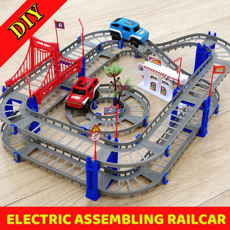 

Toy Rail Car Assembled Plastic Electric Train Car Diy Interactive Puzzle Children's Birthday Christmas Toy Gift