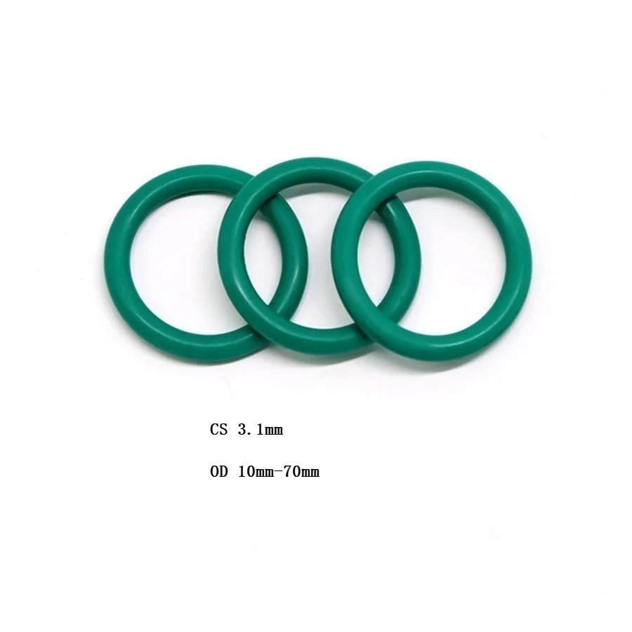 

3.1mm FKM O-Ring Rubber Seal Washer Green O Ring OD 10mm-70mm