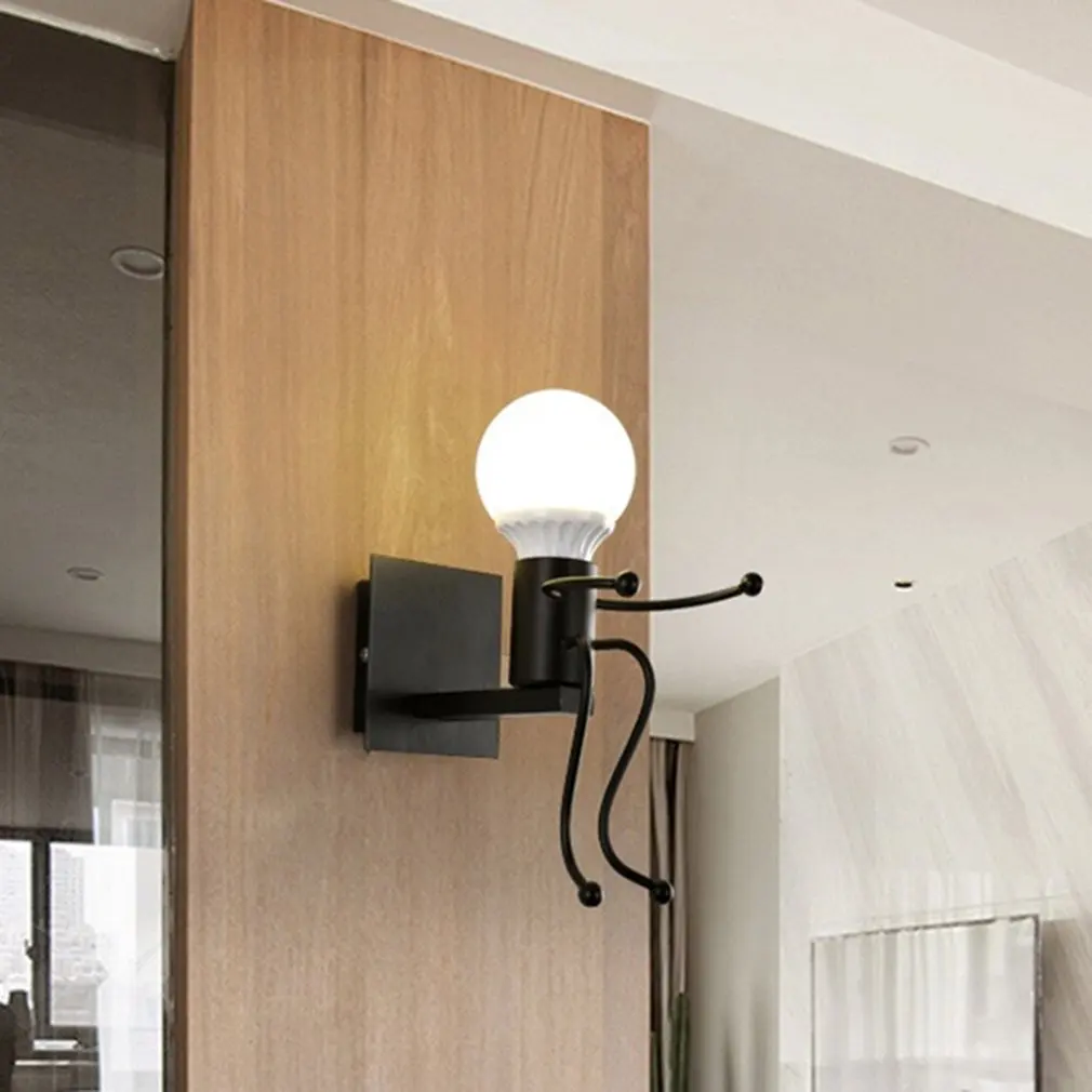 

Cute Room Decoration Metal Hanging Lamp Modern Double Headed Robot Indoor Wall Creative Bedside Hallway