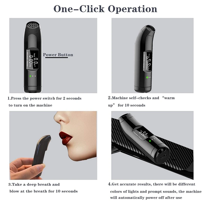 

Portable Non-Contact Breathalyzers Digital Display Screen for Personal & Professional Use USB Rechargeable BAC Tester