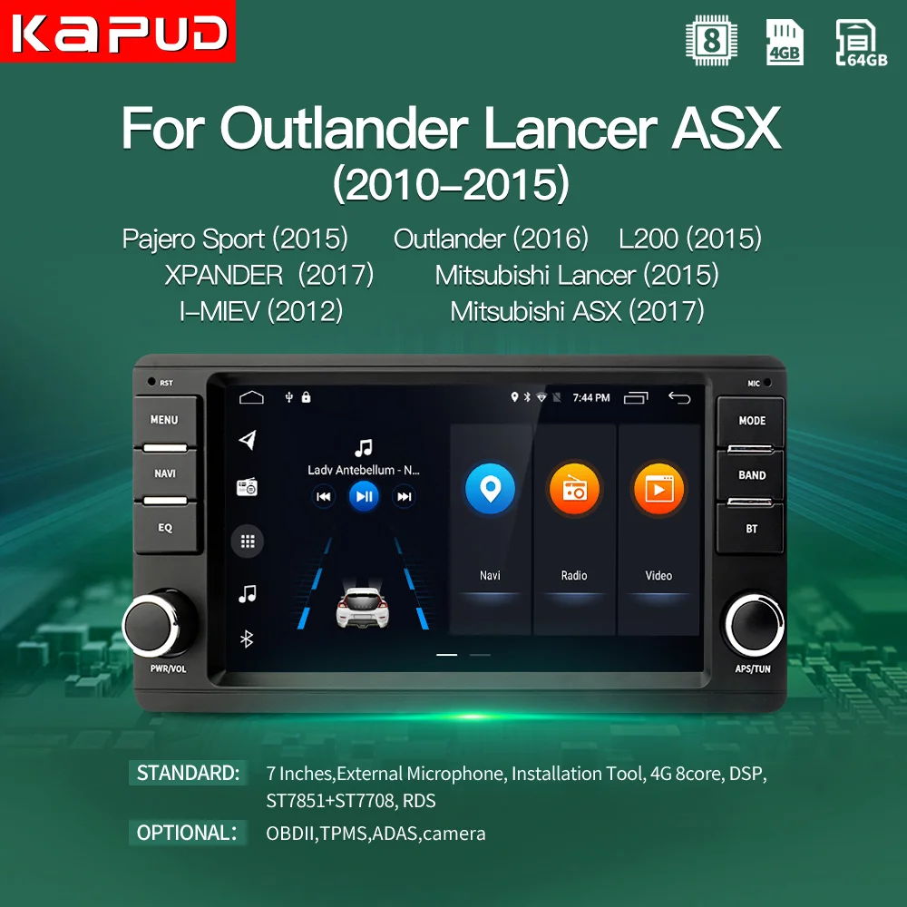 Автомобильный мультимедийный плеер Kapud Android 10 0 для Mitsubish Outlander 2014-2017 4G GPS радио
