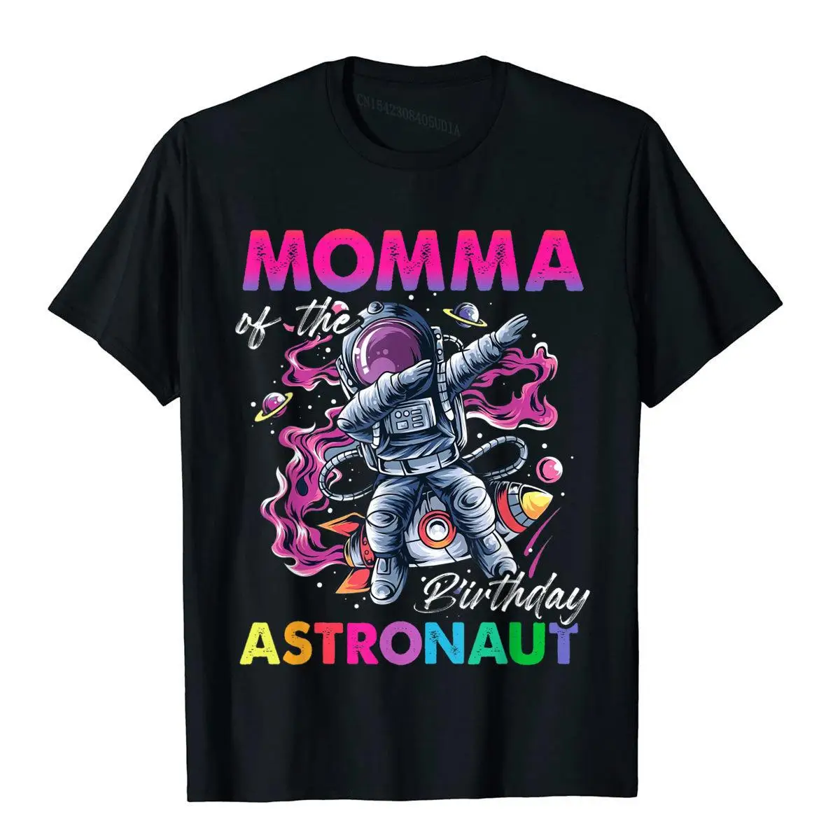 

Забавная хлопковая Футболка Momma Of The Birthday с космосом и астронавтом в стиле Харадзюку, Топы И Футболки с 3D принтом, оптовая продажа, мужские футболки
