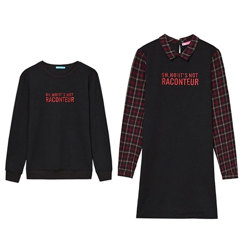 New Autumn Family Matching Outfits Mom And Daughter Fashion Embroidery Dress Dad Son Sweatshirt Children Long Shirts