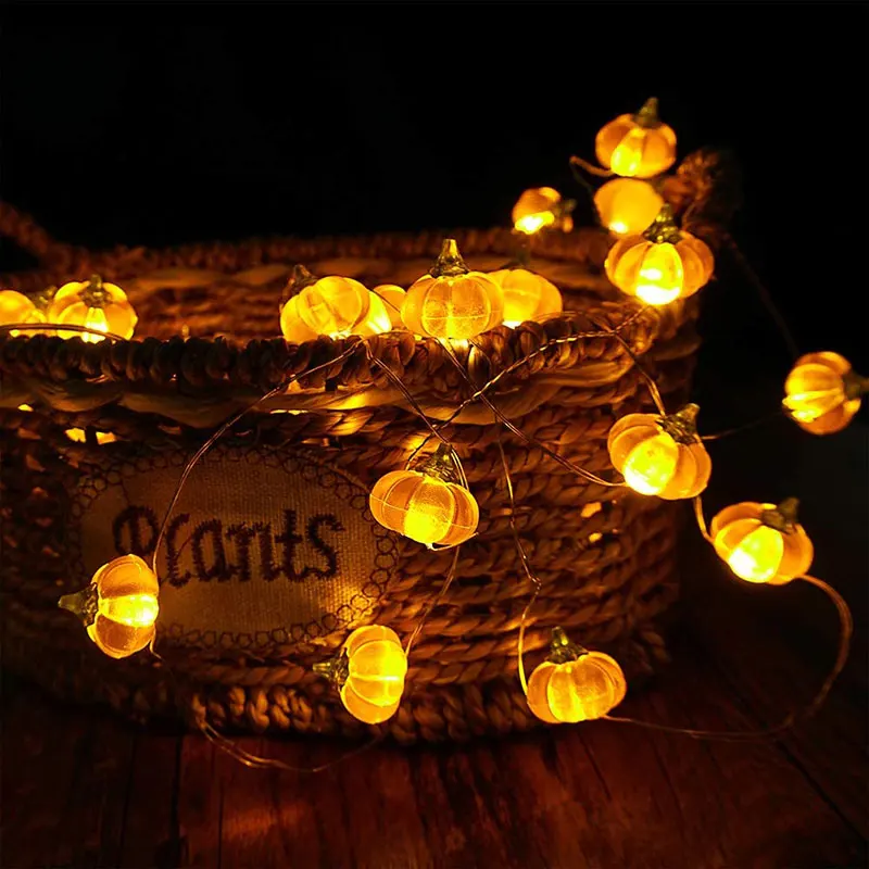 

3D Pumpkin Led Lights String Halloween Outdoor Jack-o-Lantern Battery Powered Home Harvest Thanksgiving Decorations Lamp