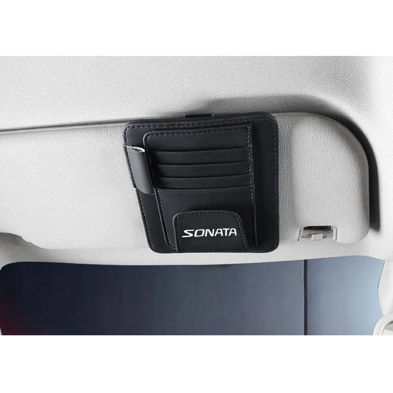 Pu Leather Visor Card Storage Sun Organizer Tool Pouch Bag Pen Glasses Holder For Hyundai Sonata | Автомобили и мотоциклы