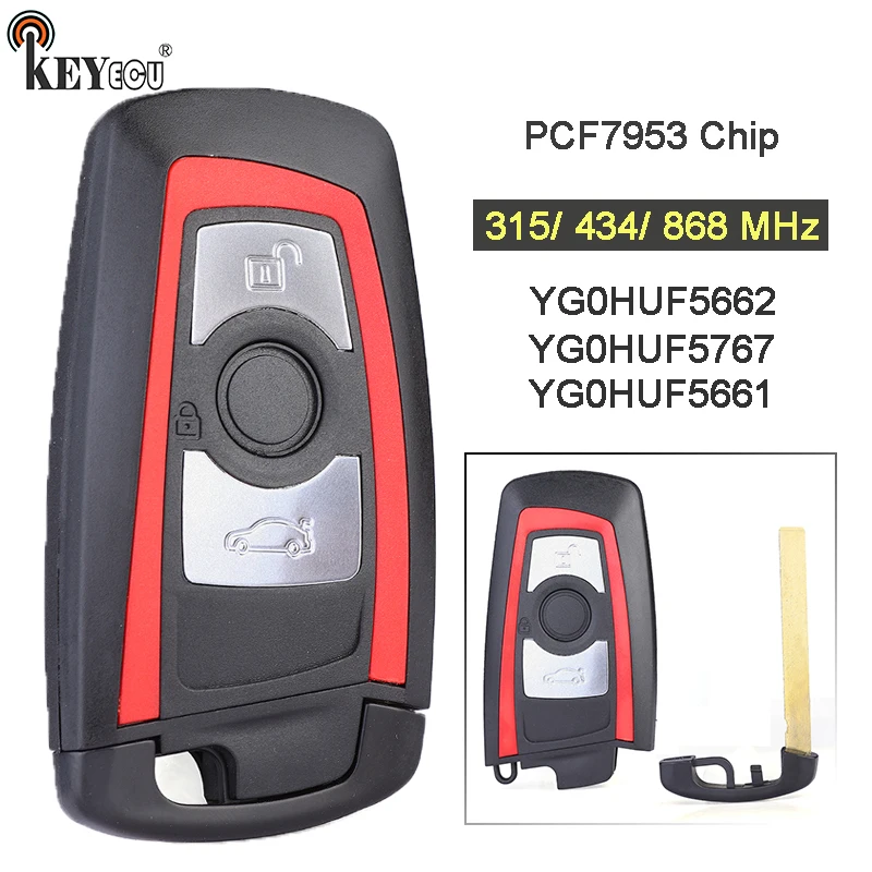 KEYECU 315/434/868 МГц PCF7953 / PCF7945 чип CAS4 +/FEM замена 3 Btn дистанционный брелок для BMW 1 2 4 5 6 7