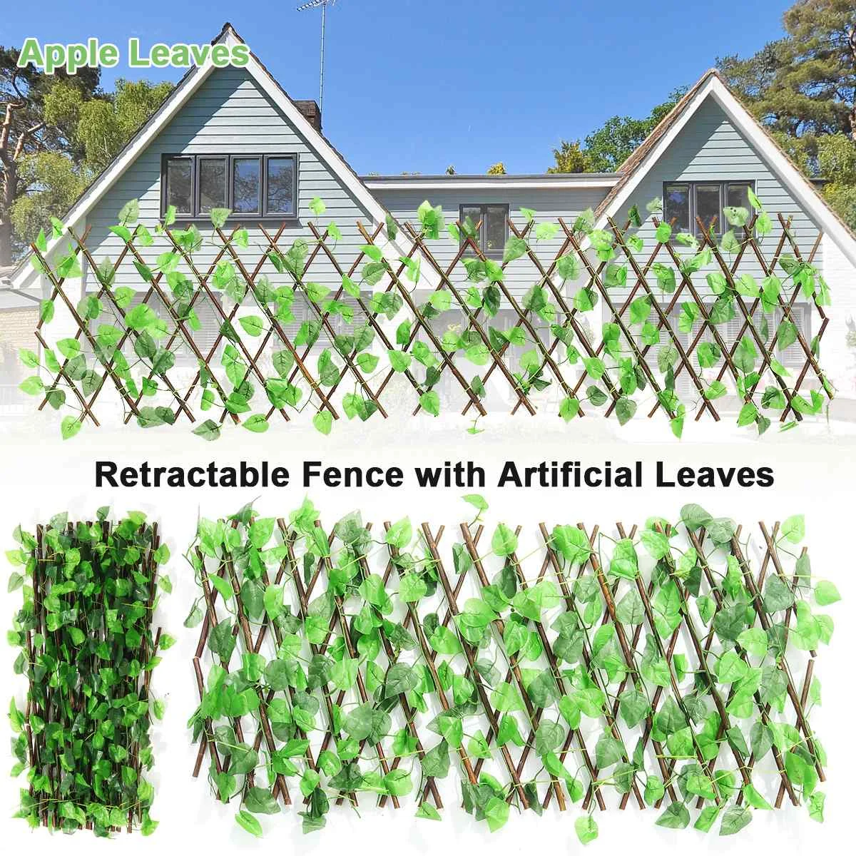 

New Extension Type Garden Buildings Fence Artificial Green Leaf Branch Bucolic Mula Net Wooden Home Restaurants Wall Decoration