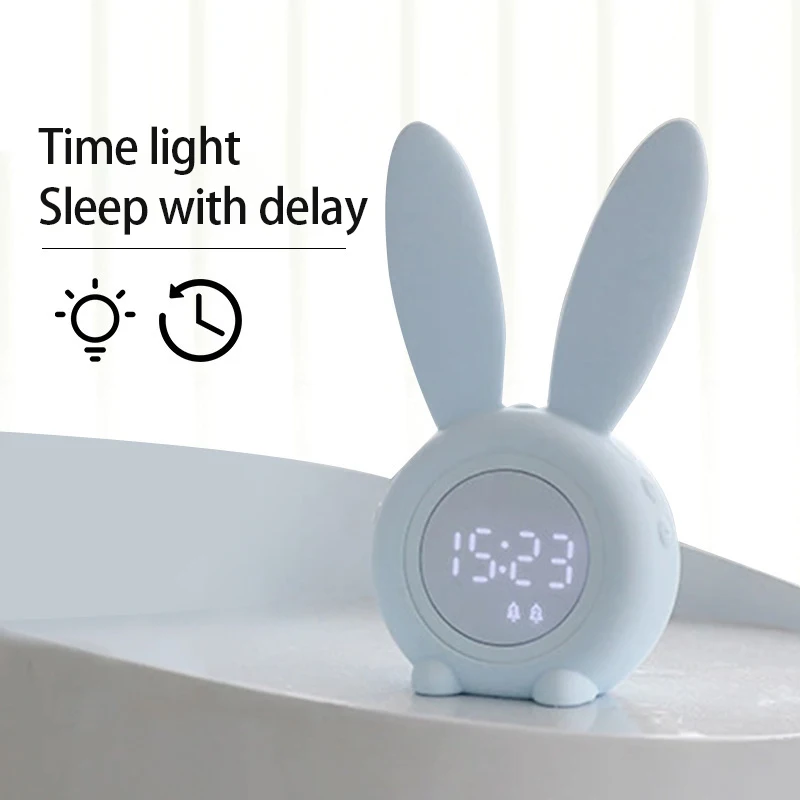 

Magnetic Clocks Cute Rabbit Shape Digital Alarm Clock With LED Sound Night Light Function Table Wall Clocks Home Decoration
