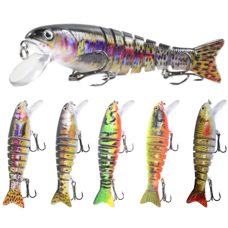 

5pcs Fishing Lures for Bass Trout 4.3\" Multi Jointed Swimbaits Fishing Hard Lure X3UA
