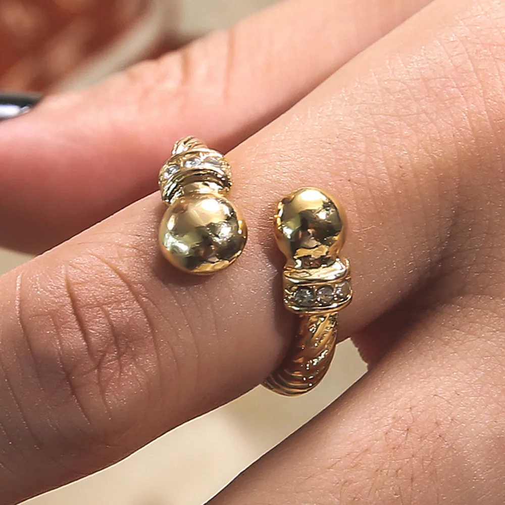 

2021 fashion new product rose gold simple retro irregular spherical metal ring with stone crystal girl ladies men's wedding