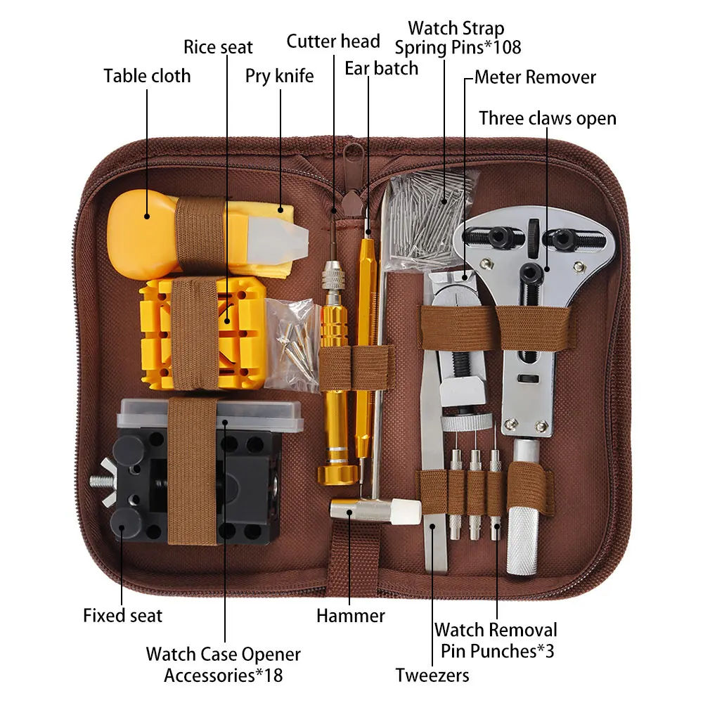 

149Pcs Professional Watch Repair Tool Set Durable Watchmaker Tool Case with Large Adjustable Case Opener for Most Watches