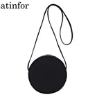 Atinfor Эко хлопок парусина, мини-сумка, женские сумки через плечо, круглые повседневные милые женские сумки через плечо