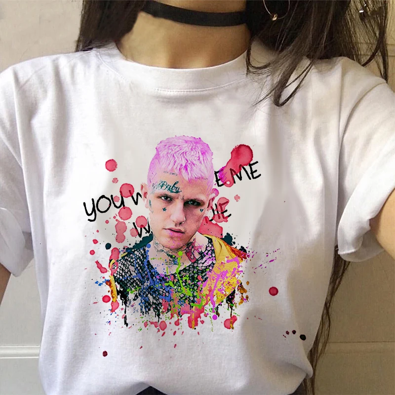 90s Графический Корейская одежда Lil открытым Футболка Harajuku в стиле хип хоп