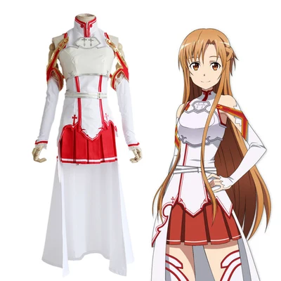 Аниме меч искусство онлайн косплей костюм Asuna Yuuki милая девушка платье Униформа