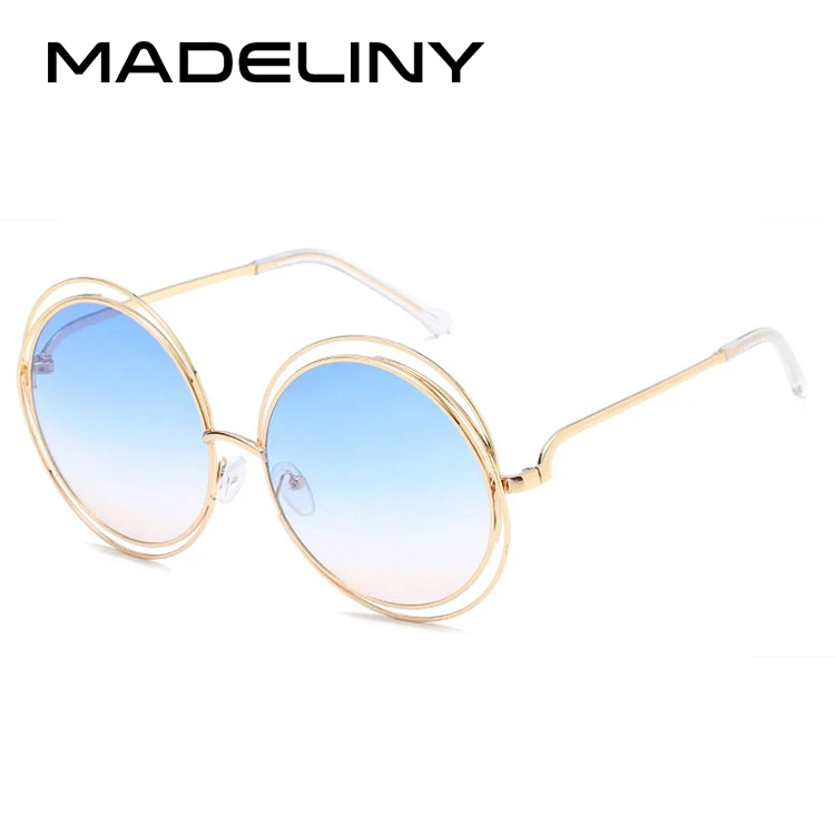 C13 Gradient Blue MADELINY, модные круглые солнцезащитные очки в проволочной оправе для женщин, новинка, винтажные градиентные солнцезащитные очки, унисекс, брендовые дизайнерские очки MA164 - Цвет линз: C13 Gradient Blue