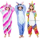 Пижама-кигуруми из фланели, с капюшоном, для мальчиков и девочек