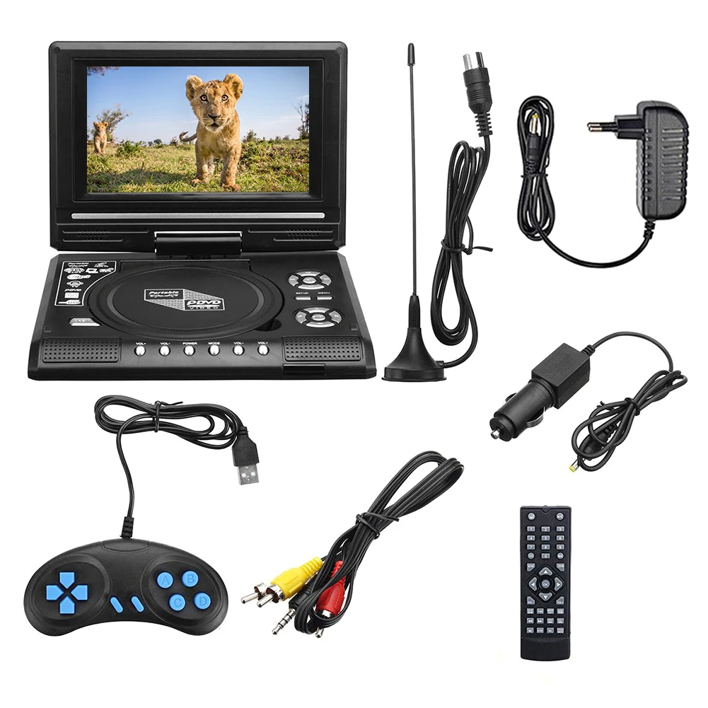 

Портативный автомобильный DVD-плеер 7,8 дюйма, USB HD TV, домашний автомобильный DVD-плеер VCD, MP3, CD-плеер, портативный кабель для игр, 16:9, Поворотный Ж...