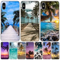 summer beach scene at sunset on sea palm tree phone for apple iphone 13 pro max 11 12 mini case x xs xr 8 plus 7 6 6s se 2020 5