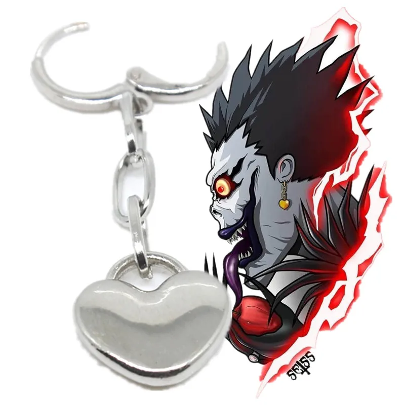 Аниме Death Note Ryuk серьги Косплей унисекс клипсы для ушей сплав в форме сердца