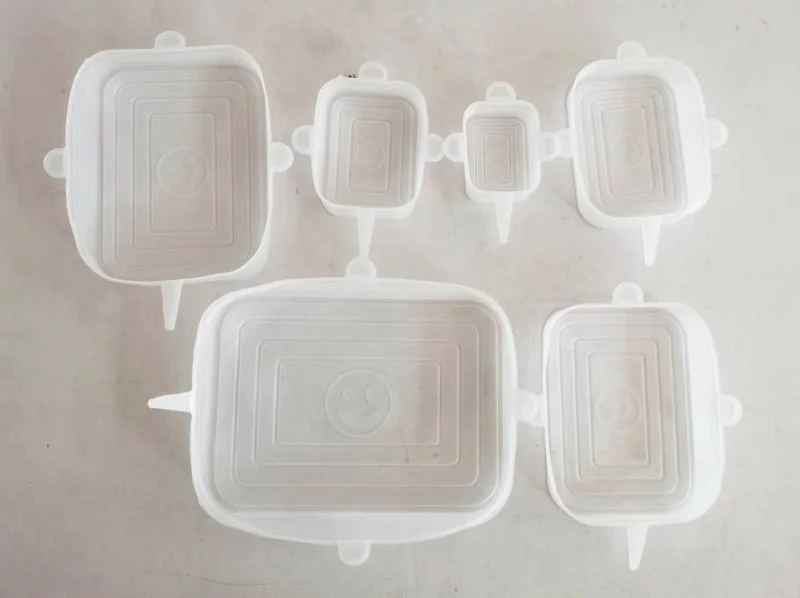 

6 Pcs/Set Round Rectangle Silicon Stretch Lids Reusable Food Silicone Cover Cap Universal Silicone Lids Kitchen Accessories
