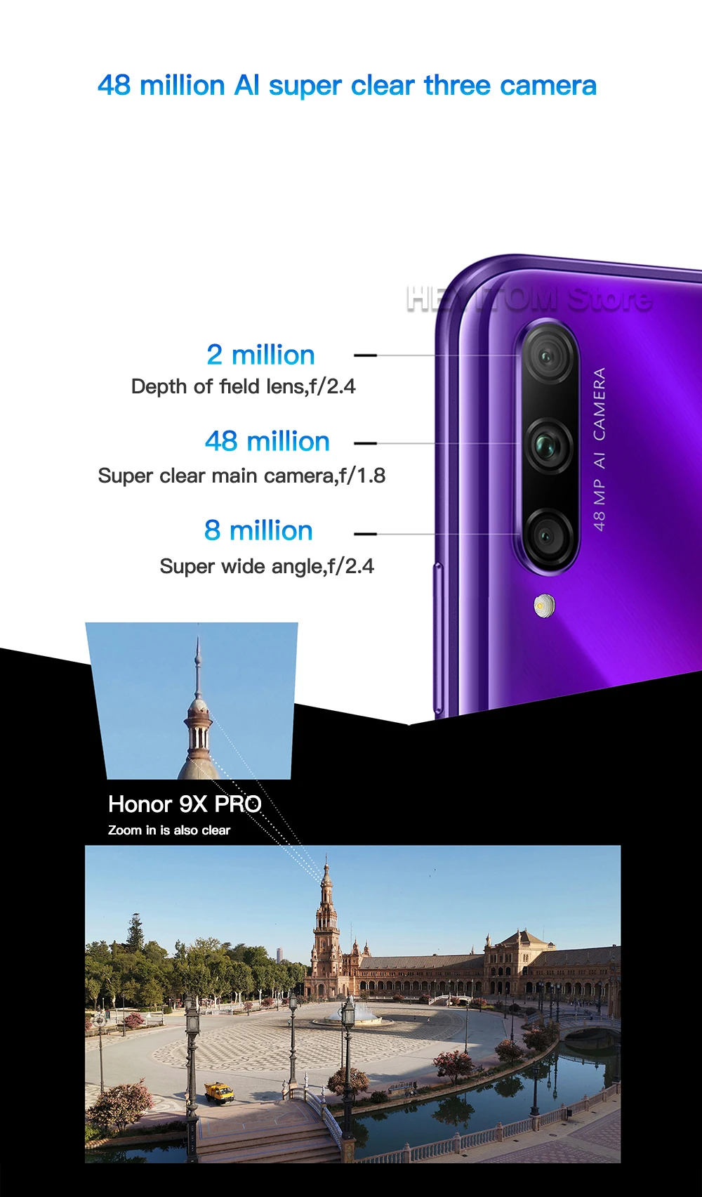 honor 9x pro Kirin 810 жидкостное охлаждение тепла 4000 мАч 48 миллионов ультра широкий угол ночной съемки три камеры 6,59 дюйма