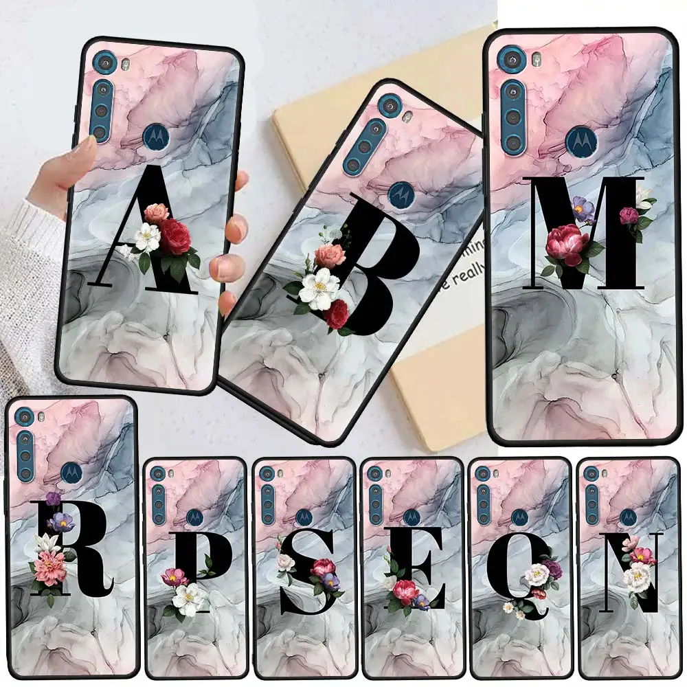 

Letter Marble Smudge Fundas For Motorola G9 Play G8 Power G30 E6s Edge One Fusion Plus Cases Shell Silicone Phone Capa