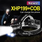 Новый мощный светодиодный налобный фонарь XHP199 2COB с USB, мощный налобный фонарь, перезаряжаемый налобный фонарь XHP160, налсветильник фонарь 18650, фонарь