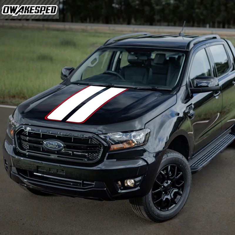 

Car Decals Hood Stripe Gradient Racing Graphic Vinyl Car Stickers Custom For Ford Ranger T6/T7/T8 2015 2016 2017 2018 2019